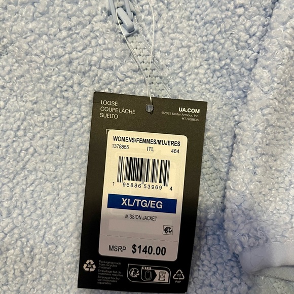 🆕 NWT Under Armour Women's Sky Blue Teddy Jacket - Picture 3 of 8